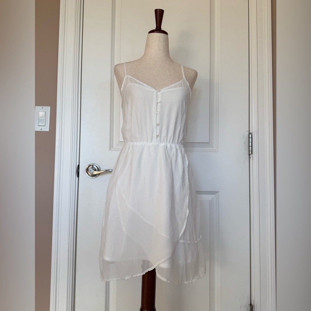 Bershka White Mini Dress with Spaghetti Straps